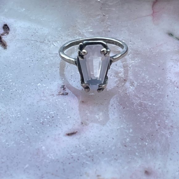 Bloodmilk Rare Ghost Rose Quartz Small Easeful Death Ring - Picture 4 of 5